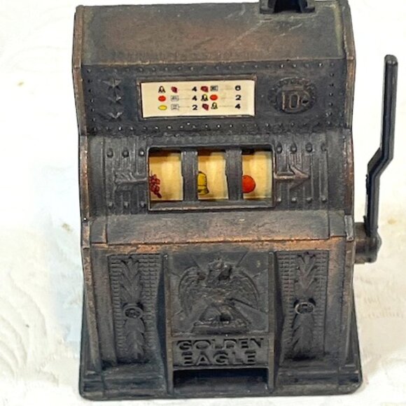 VTG Diecast Metal Toy Mini Pencil Sharpener Slots Machine w/Movable Lever2"x2.5 - Picture 4 of 11